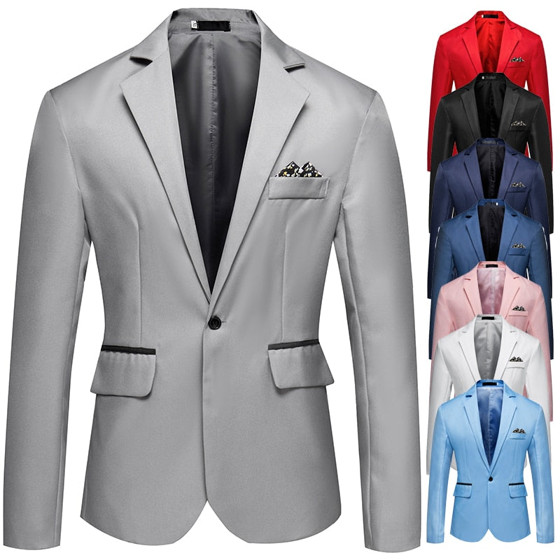 8 Colors ! Men's Suit Business Casual No Iron Single Row Single Button Blazer